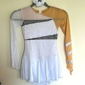 Girls Figure Skating Costume White Black Size 14